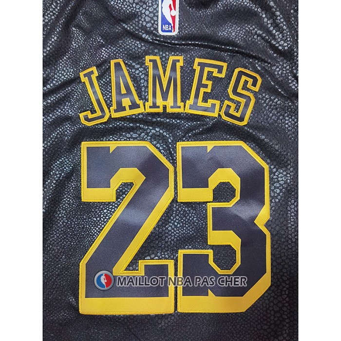 Maillot Los Angeles Lakers LeBron James NO 23 Crenshaw Black Mamba Noir